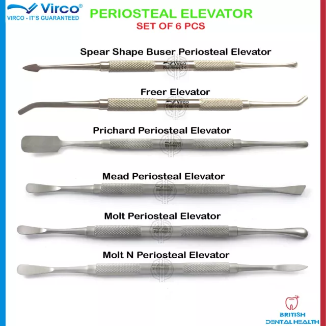 Implant Periosteal Elevators Molt Mead Prichard buser Dental Oral Set 6