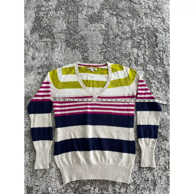 Old Navy Womens Pullover Sweater Multicolor Striped Long Sleeve V Neck M