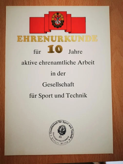 ddr-ehrenurkunde-f-r-10-jahre-aktive-ehrenamtliche-arbeit-in-der-gst