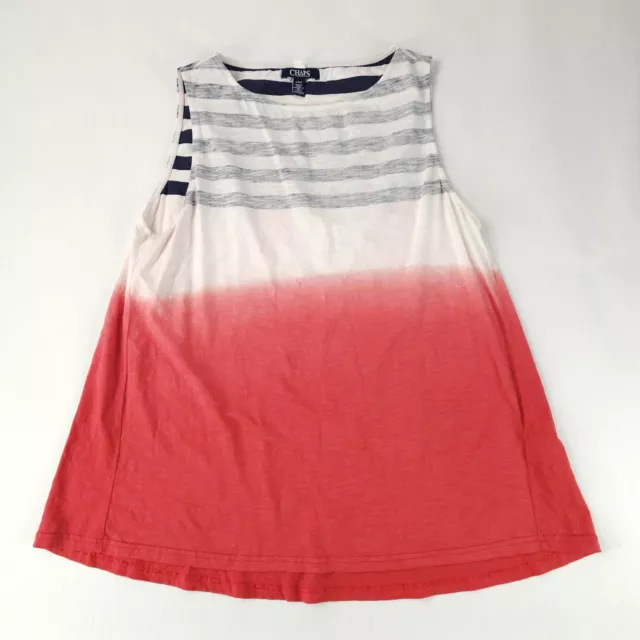 Chaps Ralph Lauren Tank Top Shirt Womens Large Red White Blue Striped Reverse