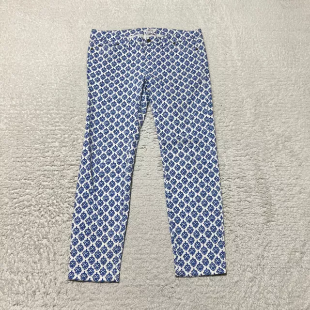 Vineyard Vines Pants Womens 8 White Blue Floral Stretch Ankle Crop Jeggings