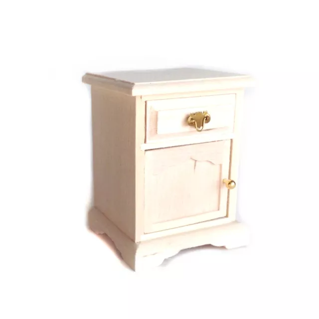 Dollhouse  Miniature Unfinished Nightstand or Side Table with Drawer 1:12 Scale