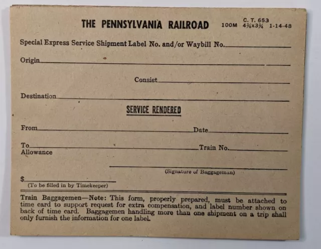 Pennsylvania Railroad PRR Express Shipment Ticket Waybill Train Label Lot of 8