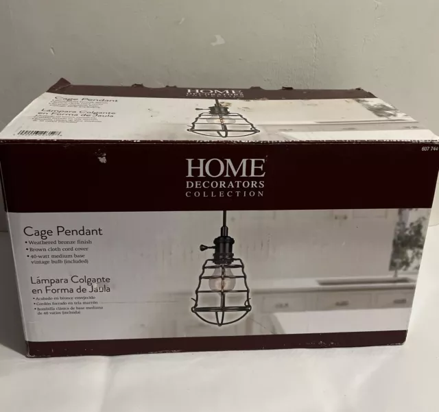 Home Decorators Collection 1-Light Aged Bronze Cage Pendant 607 744 NIB