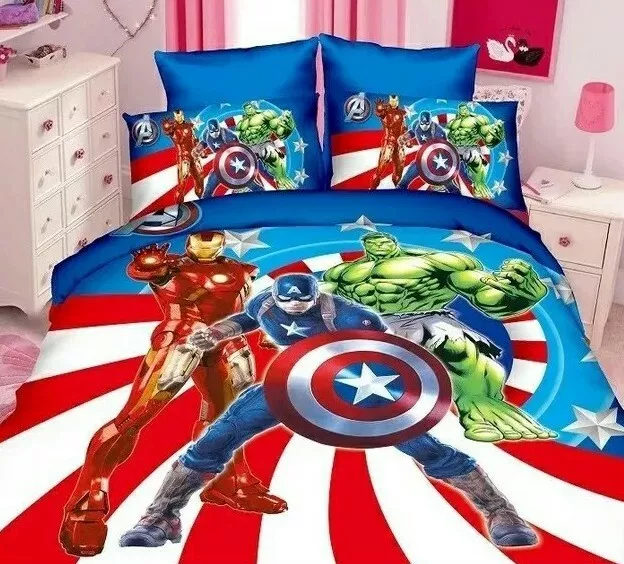 Parure de lit réversible Avengers Hulk, Captain America, Iron Man- 140 cm x  200 cm - Achat & prix