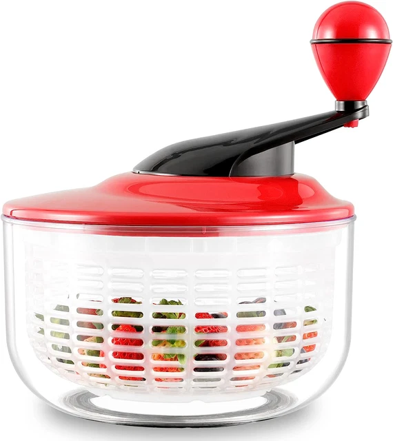 Spinner de ensaladas, secador secador de verduras, secador hilador de lechugas con tazón a