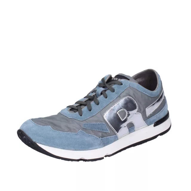 scarpe uomo RUCOLINE sneakers blu camoscio grigio tessuto BH397