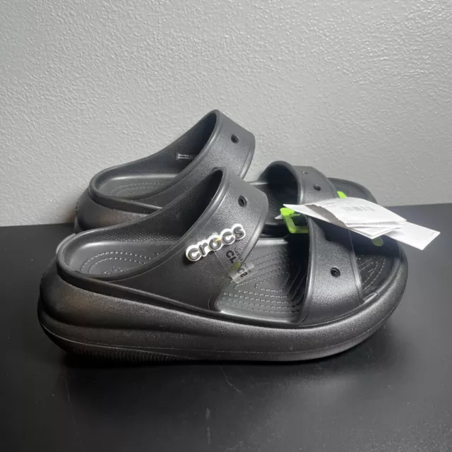 New Womens Crocs Classic Crush Sandal Black 207670-001 High Heel Size 10