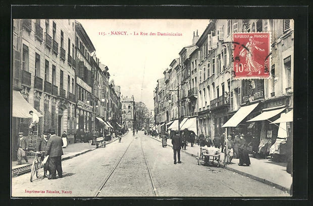 CPA Nancy, La Rue des Dominicains 1908