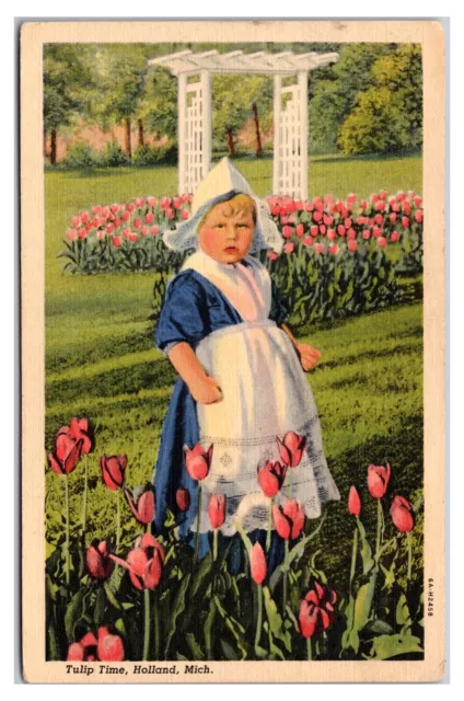 Vintage 1930s- Tulip Time, Holland, Michigan Postcard (UnPosted)