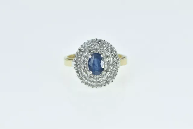14K OVAL SAPPHIRE Diamond Halo Cocktail Ring Yellow Gold *01 $596.00 ...