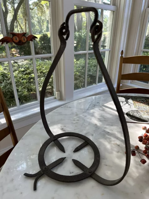 Early 18 Century Wrought Iron Hearth Hanging Rack-RARE