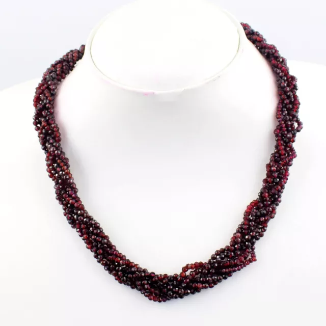 322 Cts Natural Braided Red Garnet Round Cut Beads Necklace Jewelry JK 12E424 2