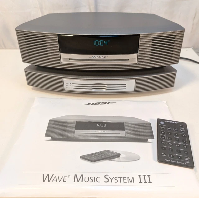 BOSE WAVE MUSIC System III AM/FM Radio/CD Player w/Remote (Silver