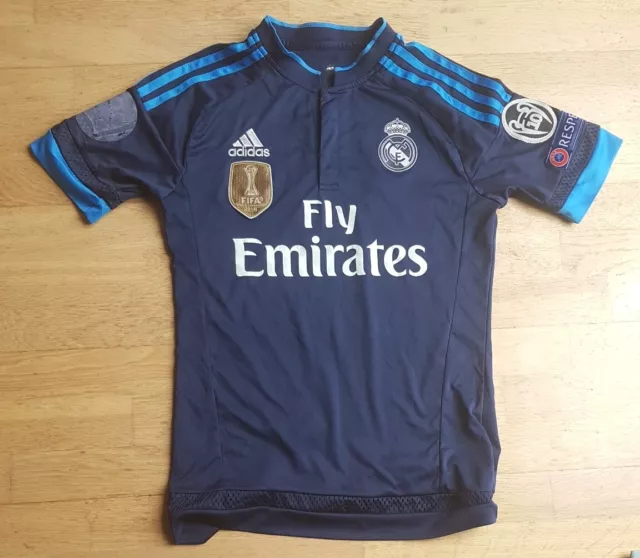 Mens small Football Shirt Real Madrid Adidas Third 2015 2016 FIFA WORLD CHAMPS