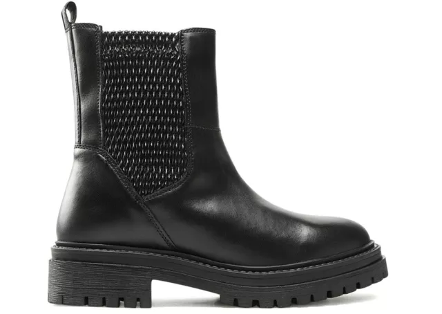 Rangers Femme GEOX D26HRD Bottes Boots Bottines à Gros Talon Cuir Motocycliste