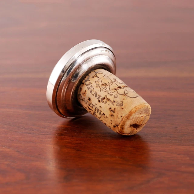 Tapón De Botella De Plata 800 Italiano Belfiore Mediados De Siglo Moderno Sin Monograma