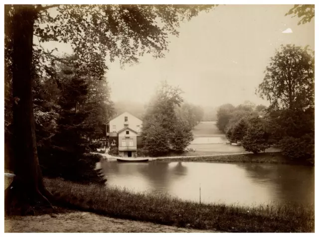 Belgique, Bruxelles, Lac du bois de la Cambre vintage albumen print Tirage alb