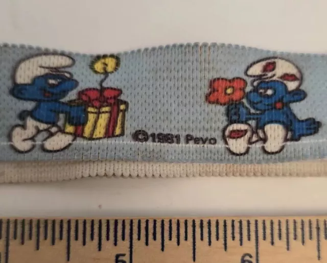 Vintage Smurfs Child's Belt Peyo 1981 Preowned 36 Inches Magnetic Fastener