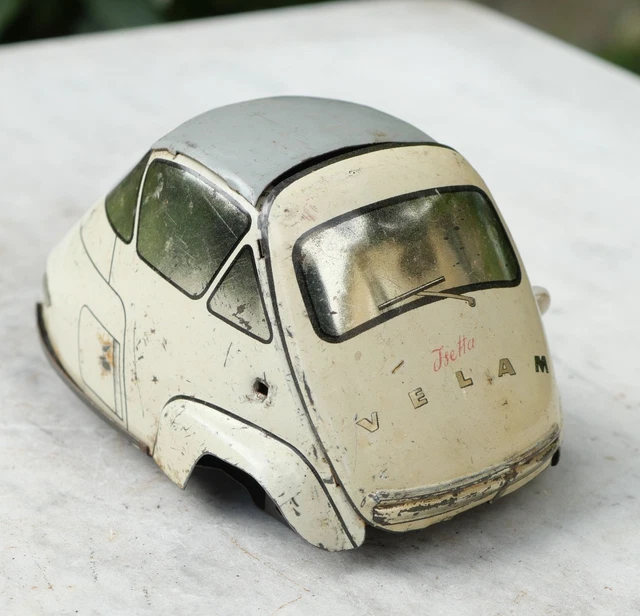Jouet Ancien Isetta Velam – Voiture Militaire Cabriolet Paya – Tôle – Occasion