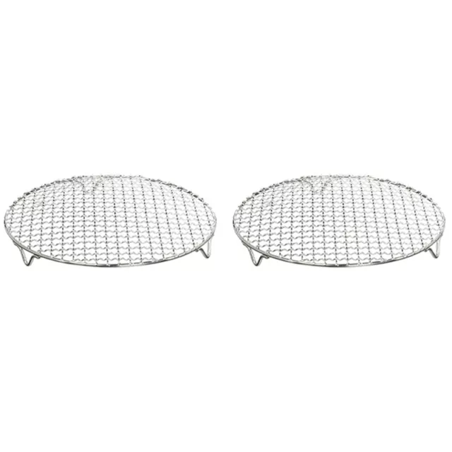 2X 304 Rundes Rostfreies Mehrzweck Stahl Grill Netz mit Fuß Grill Gestell D4604