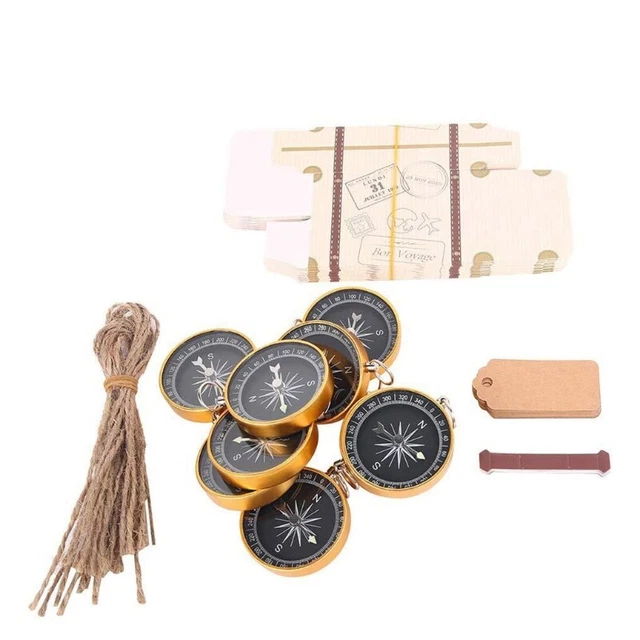 20 Sets Wedding Paper Suitcase Candy  Box with Tags Compass Party Decoration
