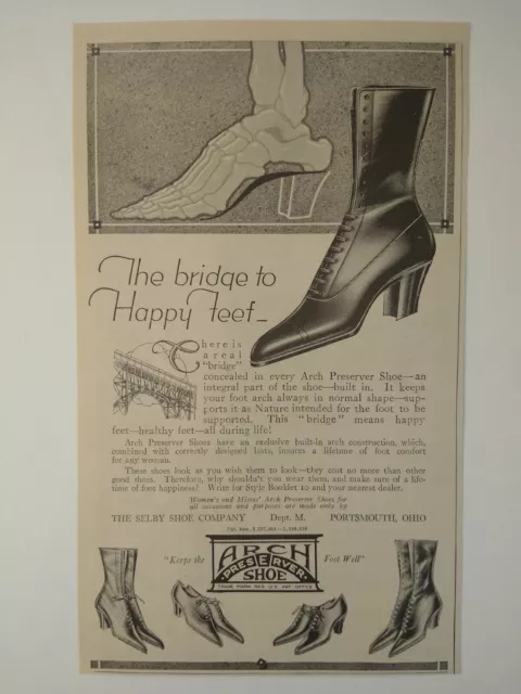 1920 Arch Preserver Shoe Foot Bone Skeleton Illustration Vintage Print Ad