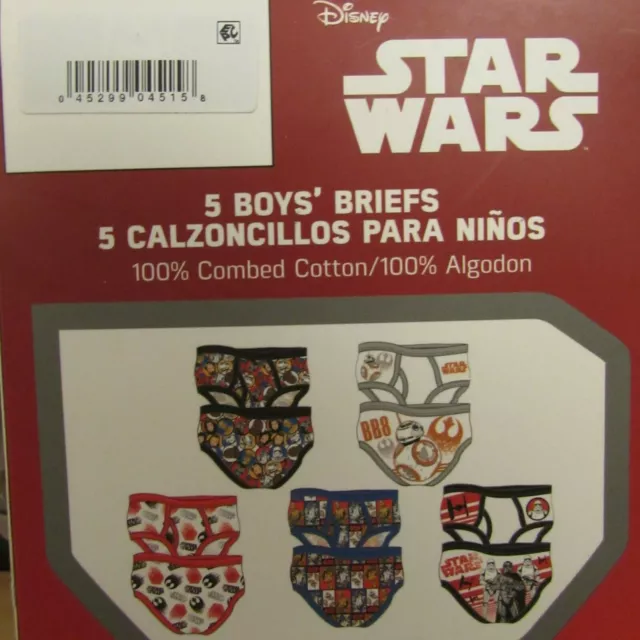 New Boys Disney Star Wars 5 Pack Brief Underwear Size 8 or size 6