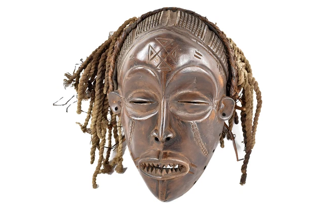 Chokwe Mask Mwana Pwo with Headdress Congo African Art