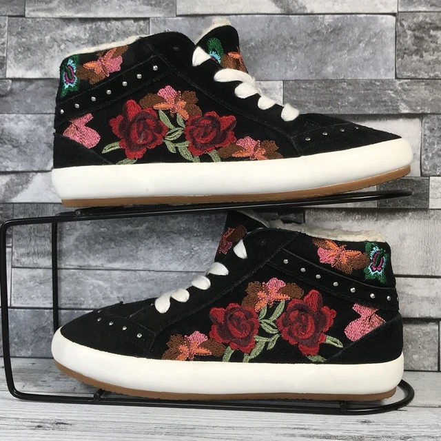 ZARA GIRLS BLACK Suede Faux Fur Lined Lace Up Trainers Size UK