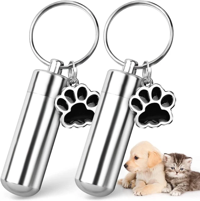 Waterproof Cremation Pet Urns Keychain for Dogs Ashes, Cylinder Cat Dog Urn for