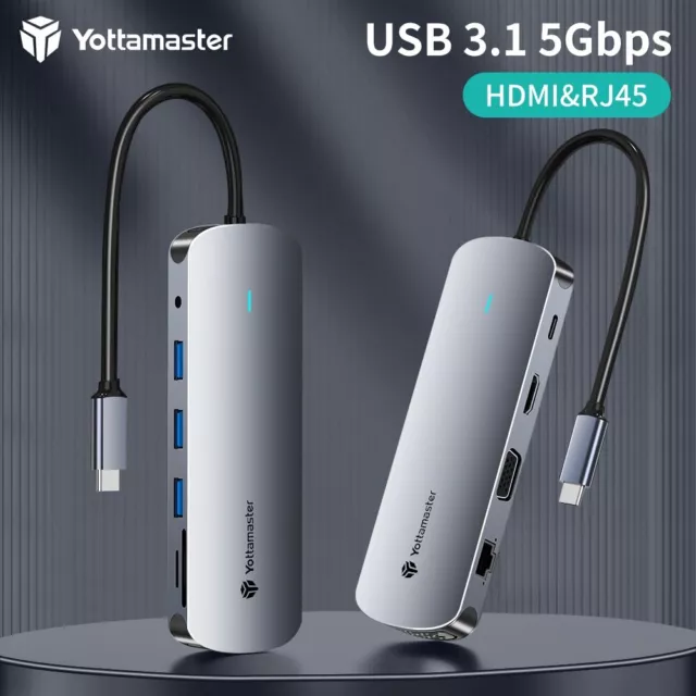 Yottamaster Multiport USB C Hub Adapter HDMI 4K USB 3.0 Micro SD für PC Macbook