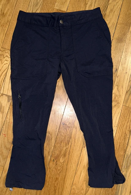 womens COLUMBIA black cropped / capri toggle leg nylon pants sz 2 *C9