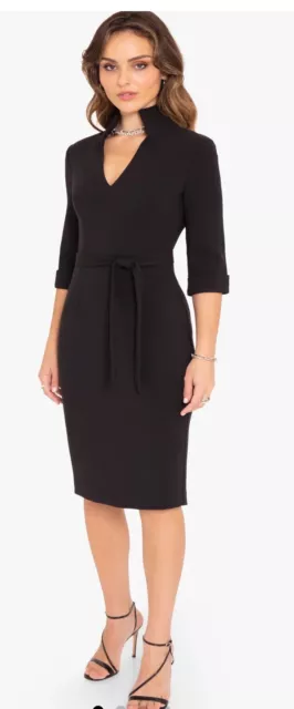 Black Halo Madeline Black Sheath Dress Size 0 NEW $395 No Belt