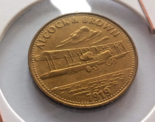 Alcock And Brown 1919 Biplane Aviation History Fly Medal Coin
