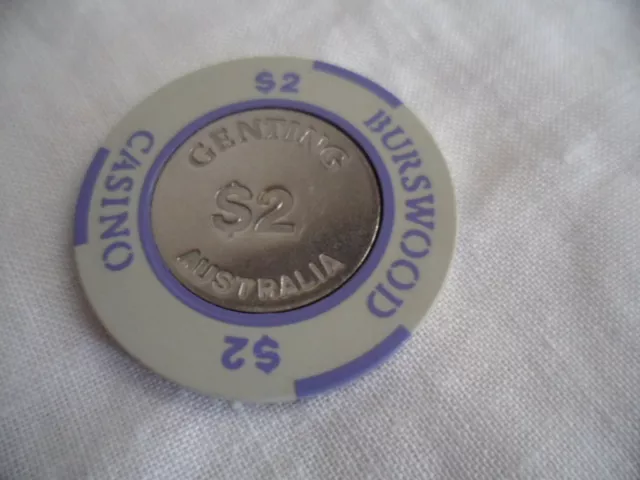 1980s $2 Burswood Casino Gaming Token Chip Crown Perth Western Australia