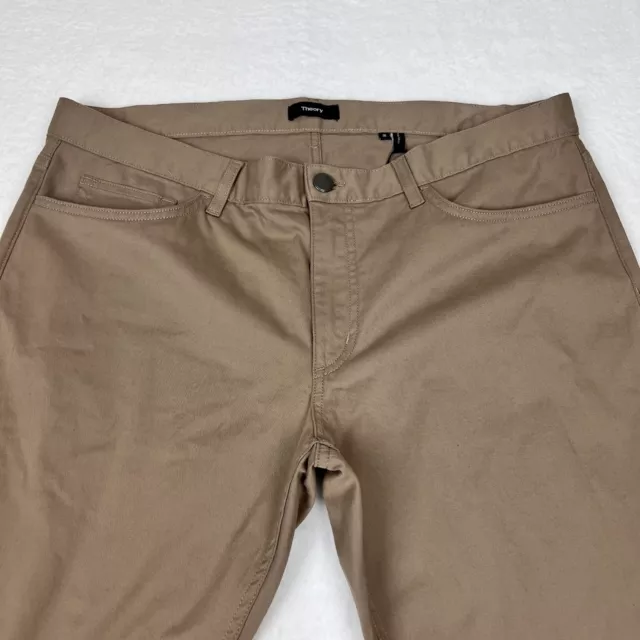 NEW Theory Men’s Pants Size 36 Haydin JE N Z Tan Khaki Stretch Cotton Blend