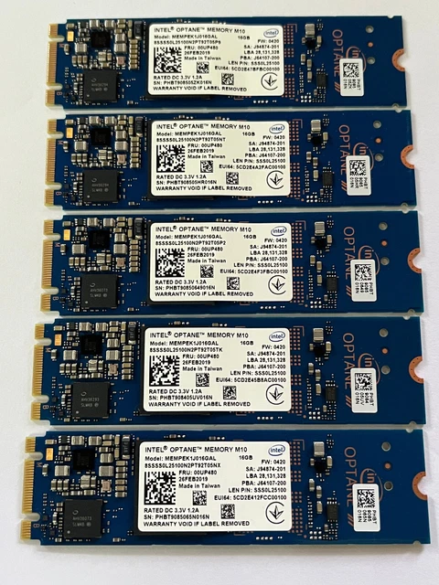 2-Pack Intel Optane Memory M10 16GB SSD - M.2 2280 PCIe 3.0, Model MEMPEK1J016GAL