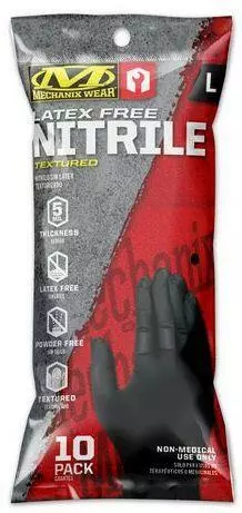 10 x Black Disposable Mechanic Nitrile Gloves Tattoo Latex Powder Free Workshop