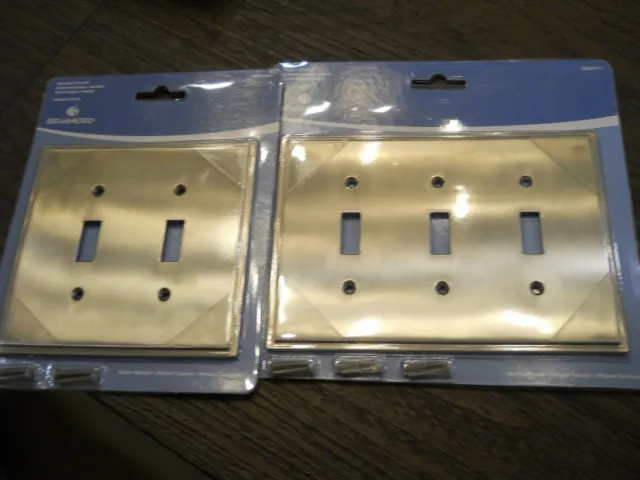 Lot of 2 New Brainerd  satin nickel switch plate Covers, triple and double