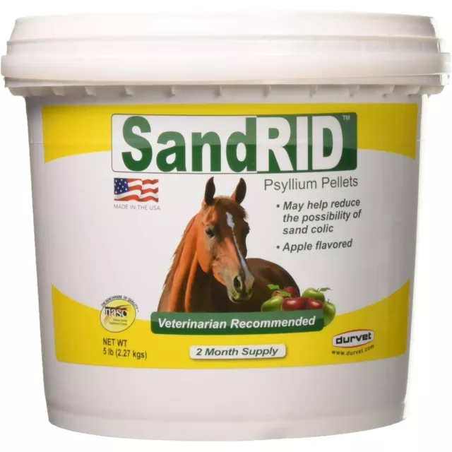 Durvet SandRID Psyllium Pellets for Horses, Apple Flavored, 5lb Pail