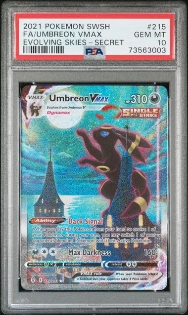 PSA 10 GEM MINT Pokémon TCG Umbreon VMAX Evolving Skies 215/203 Holo Secret Rare
