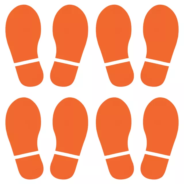 11x4.2" Fußabdrücke Boden Aufkleber 4 Paare PVC Schuhe Fußabdruck Deko Orange