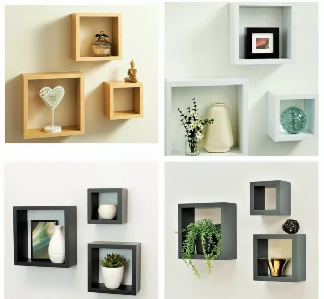 Cali Wall Floating Cube Box Shelf/Shelves Set of 3 Walls Storage Shelving Unit