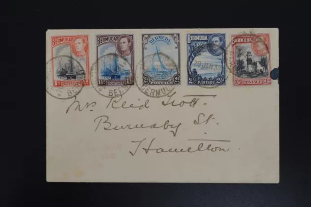 Bermuda 1938 KGVI stamps used on cover posted  Jan 20 1938 (k200)