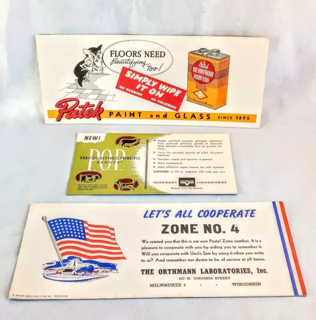 Lot of 3 Vintage Advertising Ink Blotter Cards