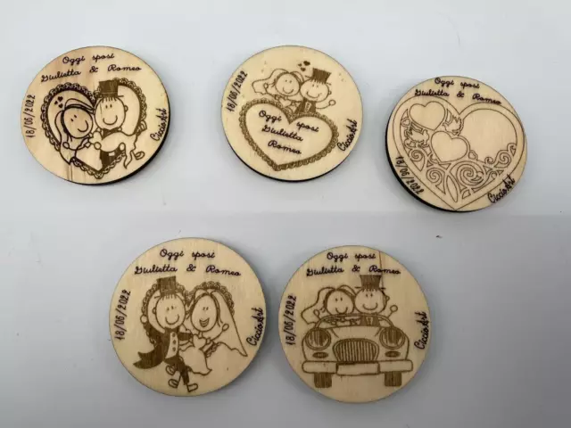 Calamita in legno personalizzato a piacere  MATRIMONIO Idea regalo gadget dedica