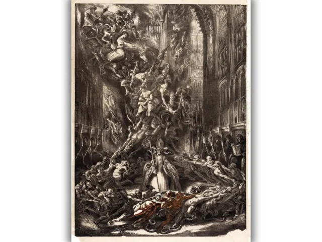 Satan with Demons in a Gothic Cathedral (1829) Giclée Canvas Print - Multi-Size