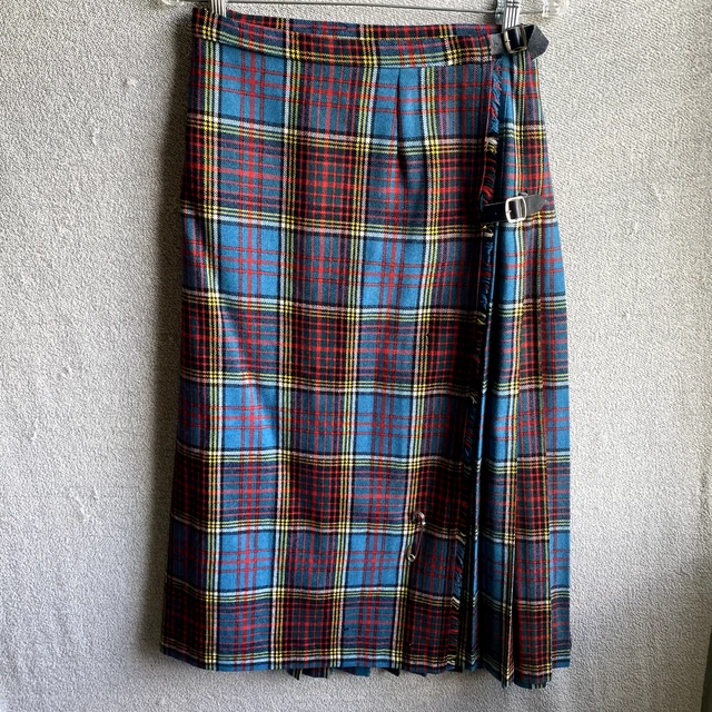 Glen Avon Womens Edinburgh Scotlan Kilt 16 Scott Red Blue Plaid Wool Traditional