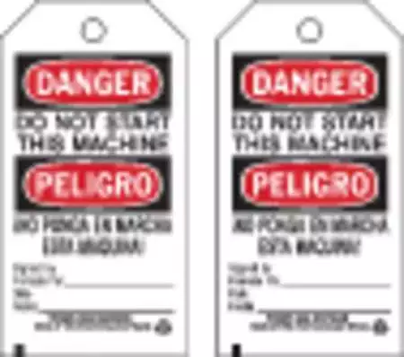 Brady 86525 Danger Bilingual Tag,5-3/4 X 3 In,Pk10